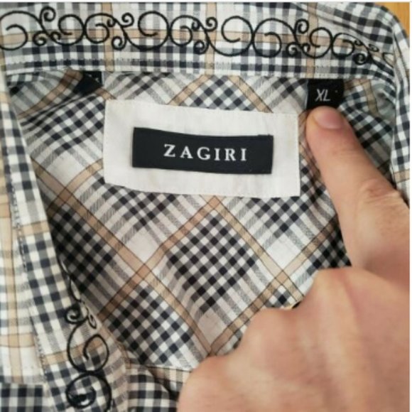 Zagiri Button Up Shirt Mens XL Black White - Picture 3 of 6